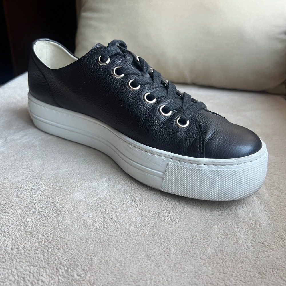 Paul Green Super Soft Women 8.5 UK 6Black Leather Side Zip Platform Sneakers - Picture 3 of 15